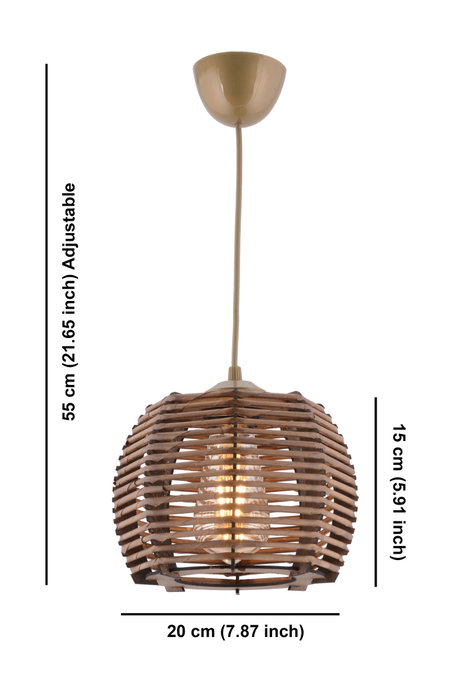 Opviq Lámpara de Madera con Tapa de Bambú Réplica Marrón